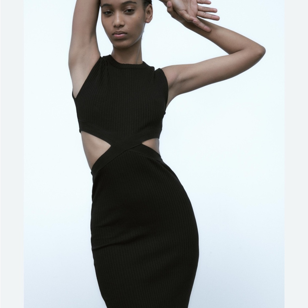 Zara Black Cutout Midi Dress